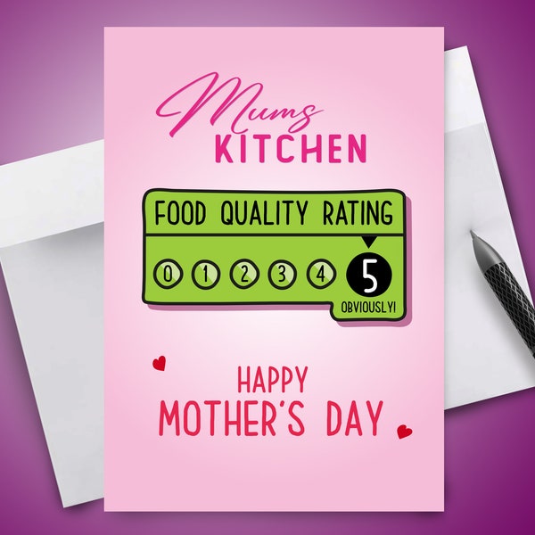 Mums Kitchen food rating funny Mother's Day card