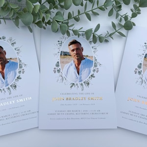 Raised Foil Personalised Funeral Order of Service | Remembrance Service | Celebration of Life Program | Memorial | Gold Silver Rose Gold