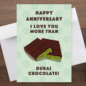Tarjeta de aniversario de chocolate de Dubái / Te amo más que la tarjeta de felicitación de chocolate de Dubái / Para esposa, esposo, novio, novia, ser querido
