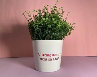 Pflanzentopf Holografisch  "Feeling Cute Might Die Later"| 9,12 oder 15cm | Lustiges Geschenk für Pflanzenliebhaber