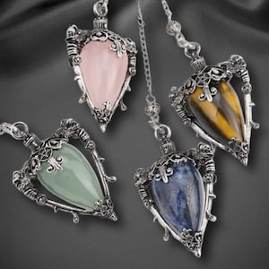 Natural Rose Quartz Gothic Spiritual Pendulum for Divination and Dowsing