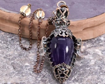 Natürlicher Amethyst Witchy Gothic Pendel für Wahrsagen und Pendeln