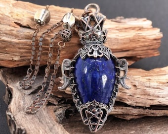 Natürlicher Lapis Lazuli Witchy Kristall Gothic spirituelles Pendel für Wahrsagen und Wünschelrute