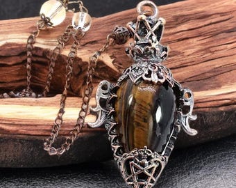 Natürliches Tigerauge Gothic Kristall spirituelles Pendel für Wahrsagen und Pendeln
