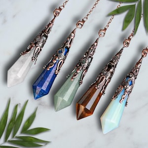 Multi-faceted Crystal Pendulum for Dowsing Natural Gem Stone Spiritual Divination Tool