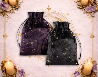 Celestial Velvet Tarot Card Deck Pouch Mystic Print Storage Bag Witch Altar Accessory Gift