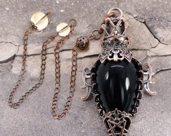 Natürlicher schwarzer Obsidian Gothic Pendel für Wahrsagen und Pendeln