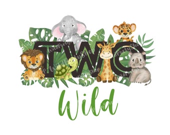 Zwei wilde Safari Tiere PNG: 2 Geburtstag Clipart (digitaler Download)