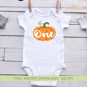 Pumpkin One 1st Birthday Girl PNG, T-shirt Transfer File, Baby Sublimation Design, Kids ...