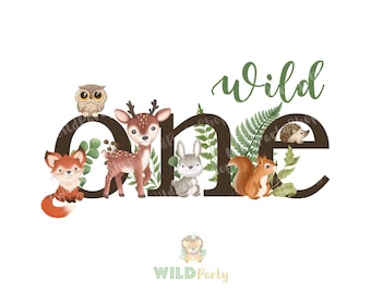Wild One 1st Birthday Safari Jungle PNG Watercolor Leaves - Etsy