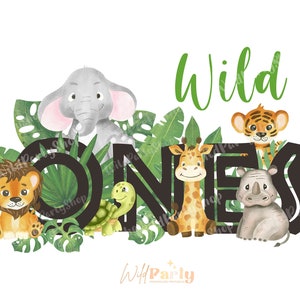 Wild ONE Twins 1e verjaardag PNG: overdracht T-shirt safaridieren (digitale download)