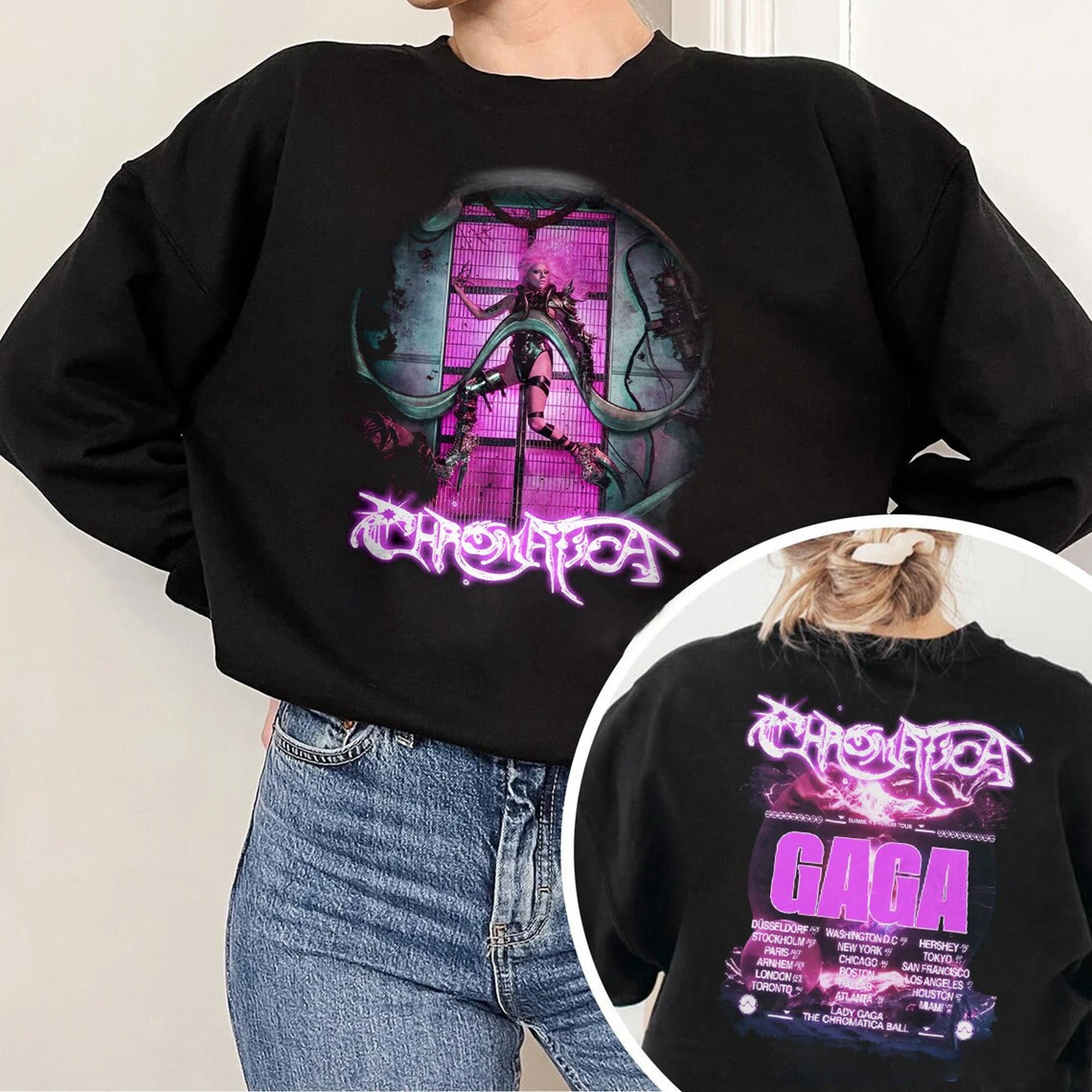 Discover Lady Gaga The Chromatica Ball Tour Doppelseitiges Pullover