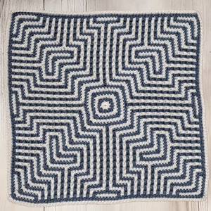 Patrón de mosaico cuadrado óptico, camino de mesa de crochet redondo con superposición de mosaico, mosaico para almohada, cojín, manta afgana, regalo de bricolaje, rombo