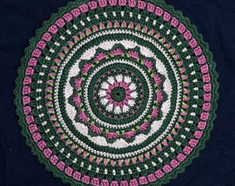 Motif mandala au crochet au début du printemps, napperon attrape-rêves, décoration d'intérieur, photos du schéma de couleurs, facile à suivre, motif au crochet confortable