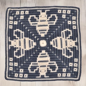Patrón de abejorro a crochet, mosaico cuadrado superpuesto, redondo, camino de mesa, azulejo para cojín, manta, decoración de estilo rústico.