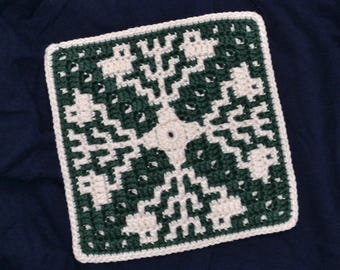 Crochet Coaster Pattern: Birds, Mosaic Square (PDF Download)