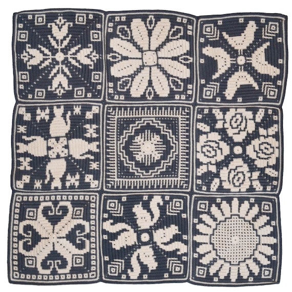 Baby Blanket Crochet Pattern Serenity, Mosaic Overlay Afghan Square, Cosy Crochet Design, Doily Table Runner Throw Potholder, Floral Animal