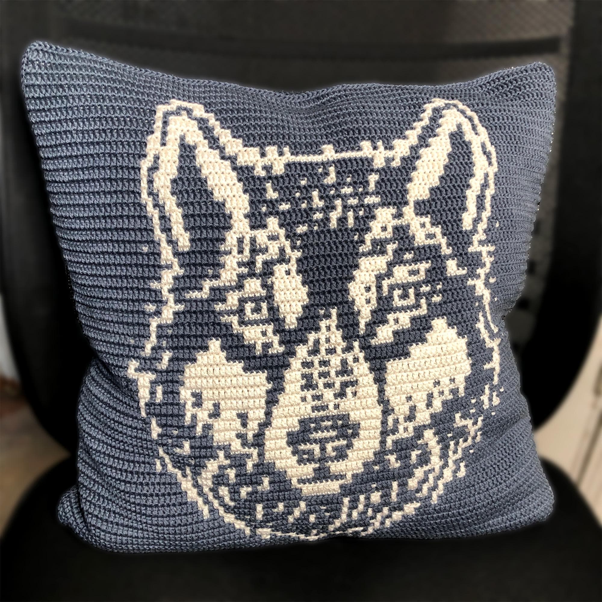 38 Wolf Crochet Patterns to Stitch for Woodland Decor, Gifts, and Amigurumi Displays 37 Wolf Bear Pillow Case Pattern: Mosaic Overlay Cushion