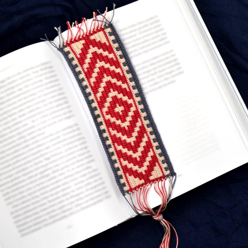DIY Gift Crochet Bookmark Pattern Ethnic Inspired, Mosaic Overlay, Baltic Geometrical Design