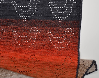 Padrão de crochê de cobertor pássaro, crochê filé moderno, design de crochê aconchegante, almofada afegã, amigável para iniciantes, fácil de seguir