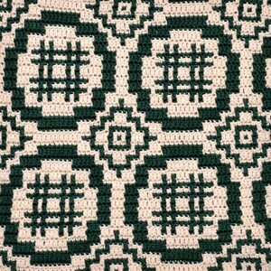 Blanket Crochet Pattern, Afghan Blanket Mosaic Overlay, Pillow Potholder, Ethnic Inspired,  APPLE HARROWS