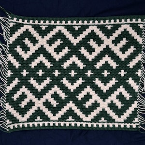 Crochet Pattern Ethnic Folk Art, Mosaic Overlay, Placemat, Super Crayfish, PDF download