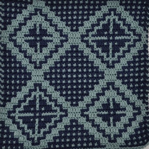 Crochet Overlay Pattern Ethnic Inspired GARDEN VIEW, Afghan Blanket, Mosaic Overlay Pillow Potholder Bag, Baltic Ancient Ornaments