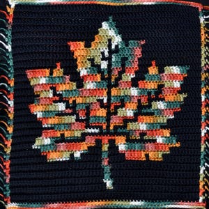 Häkelanleitung Herbstblatt, Mosaik Overlay, Wandbehang, Tischset, Tischläufer, Decke Afghan Block