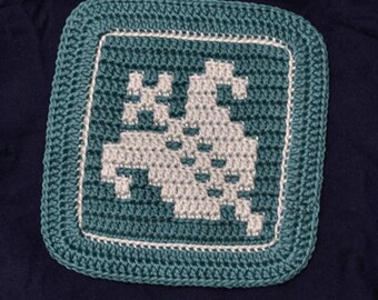 Crochet Pattern Coaster Lily Ethnic, Mosaic Overlay, PDF Download