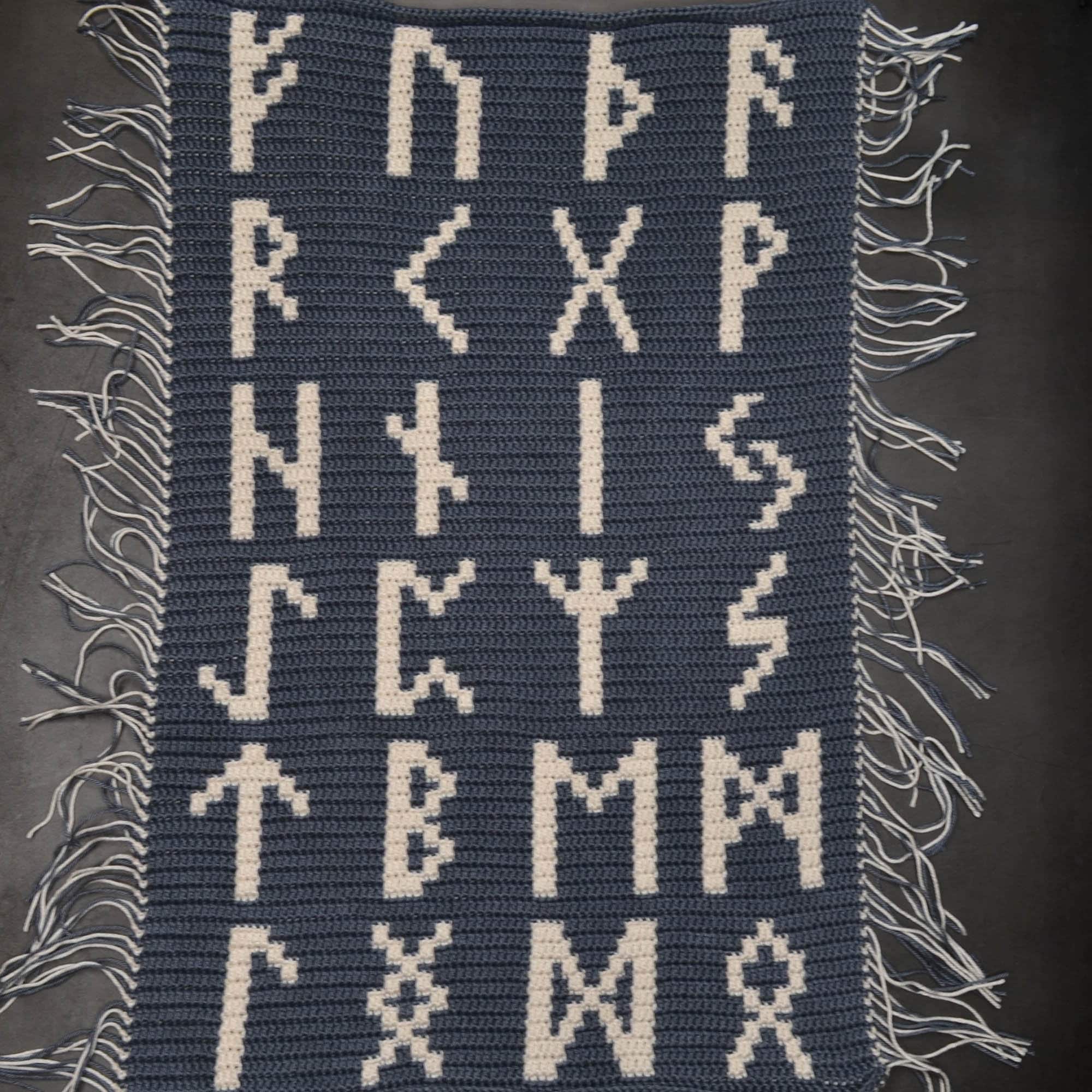 Runes Wall Hanging Crochet Pattern, Mosaic Overlay Runic Alphabet ...