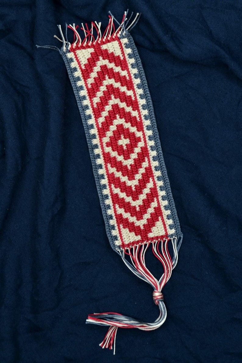 DIY Gift Crochet Bookmark Pattern Ethnic Inspired, Mosaic Overlay, Baltic Geometrical Design