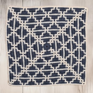 Patrón de mosaico cuadrado de crochet sin fin - En círculos, perfecto para decoración de estilo rústico, galletas cortadas