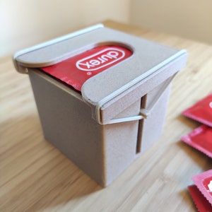 3D printed condom dispenser &quot;Ejector3000&quot; wooden PLA edition