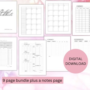 Budget Bundle 9 Page Budget with 2 Bonus trackers, Budget by Paycheck, printable Inserts for Budget Planner, Minimal Theme, Room for décor