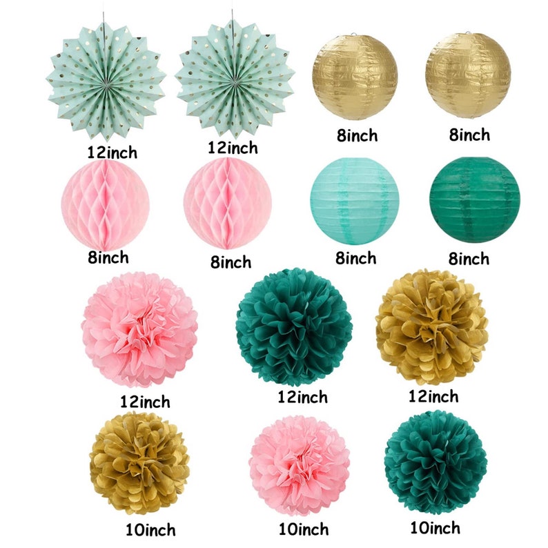 Sage Greenpinkgold Tissue Paper Pom Pom Garland 14pcs/baby Etsy