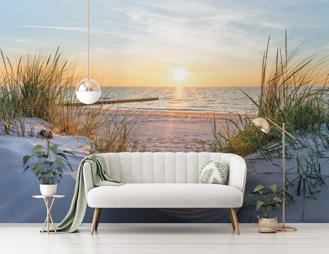 Photo Wallpaper 3D Beach Landscape Nature Wall Mural for - Etsy