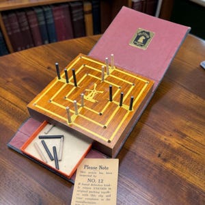 Vintage Drueke Wooden Strategy Peg Game No. 160 Complete in Original Case Wm F Drueke Free Shipping USA