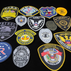 Lot of 15 Vintage Security Officer Uniform Patches USA Private Security Embroidered Badge Collection Free Shipping USA