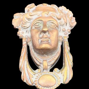 Vintage Solid Brass Door Knocker Green Man Classical Face Architectural Hardware Free Shipping USA