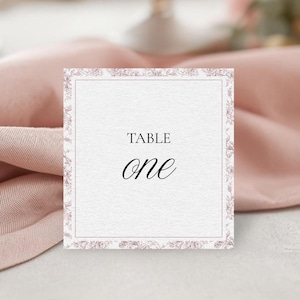 Roze Toile de Jouy trouwtafelnummer - Roze bloemen trouwtafelnummer - Roze hortensia trouwtafelnummer