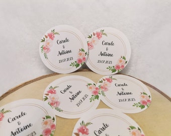 Personalized self-adhesive labels / Wedding, civil partnership, baptism, communion, birthday, babyshower