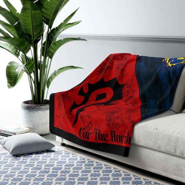 Horde and Alliance sherpa fleece blanket, World of Warcraft, Video game, multiple sizes