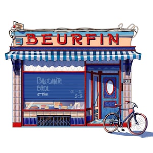 Illustrazione Poster Belgio - Vecchia vetrina - BEURFIN