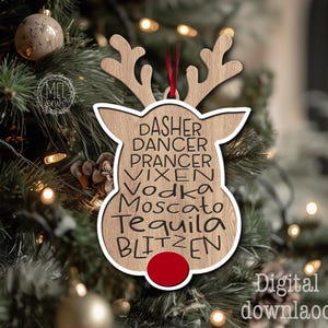 Funny reindeer Ornament SVG, Digital File, Christmas, Tequila, Blitzen, Laser Cutter, (Digital Download) elephant gift gag gift