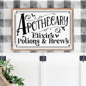 Digital download Apothecary sign rectangle svg cut files laser / Glowforge, vinyl silhouette, cricut laser fall October 31, Halloween decor