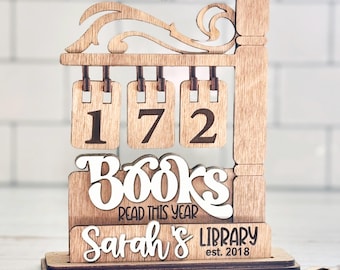 Personalized Home Library Sign: How many books read this year, keep count Laser Cut File (Digital Download)