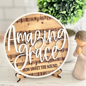 Music Faith / Christian / Catholic / Religious tiered decor / Hymn, glowforge, cricut, Silhouette laser cut file SVG DXF Amazing Grace