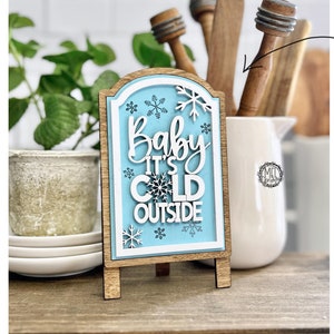 Bebé, hace frío afuera, cartel de invierno/Navidad, los marcos se venden por separado/descarga digital SVG DXF 1/8" 3 mm