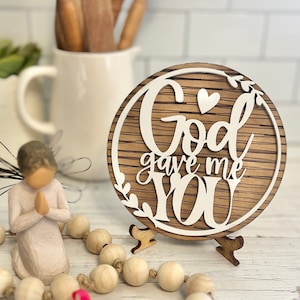 TÉLÉCHARGEMENT NUMÉRIQUE God Gave Me You Faith / catholique / décoration de plateau à plusieurs niveaux religieux / gravure laser cadeau coupe fichier SVG 3D, église, culte, Dieu
