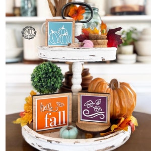 Hallo herfst 3 minibordset, ideaal voor gelaagde dienbladen, Thanksgiving herfstdecor, 3D-bord, glowforge, laserbestand SVG-keuken, vermelding